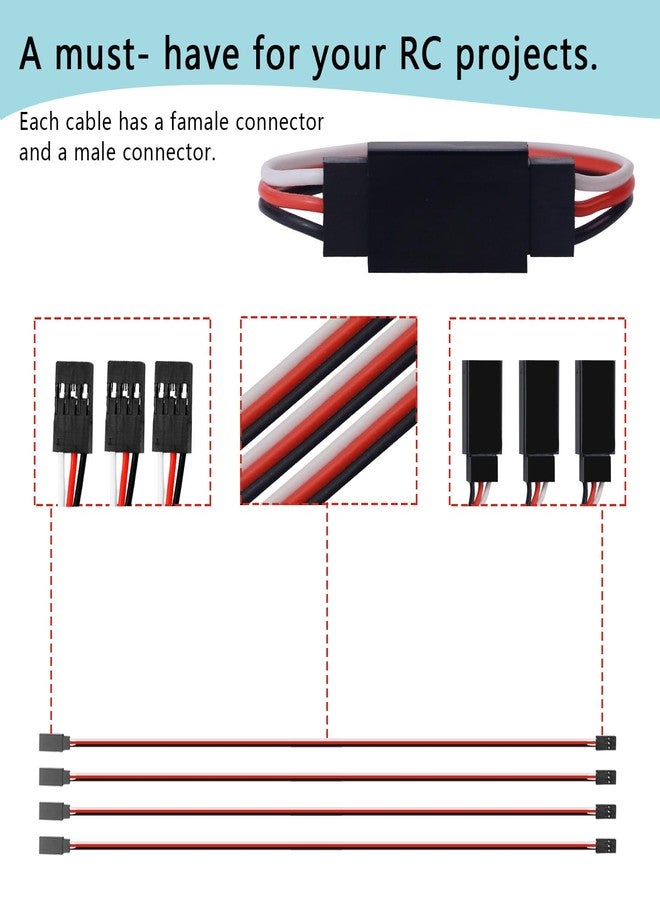 Abvsdu Servo Extension Cable, 20 PCS 3-Pin Servo Extension Cable,Wire Cord Female to Male Rc Servo Extension Cord Wire Connectors for Servo Extension Connection Control Board Remote Control Parts(5 Sizes) - Image 3